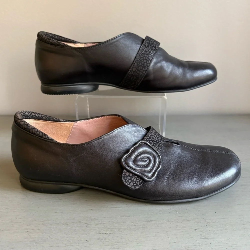 Beautifeel Leather Slip-On Black Loafer Flat Ivy Ballerina Women EU 38 Rose